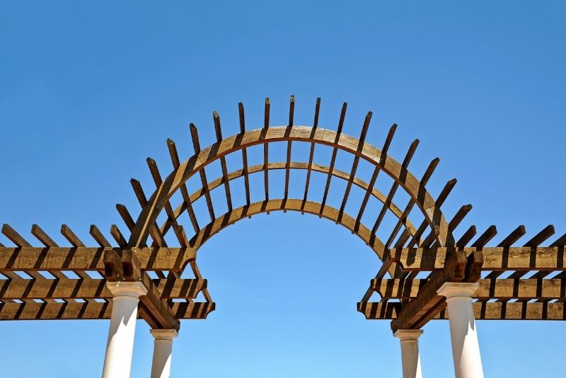 pergola with shingle roof