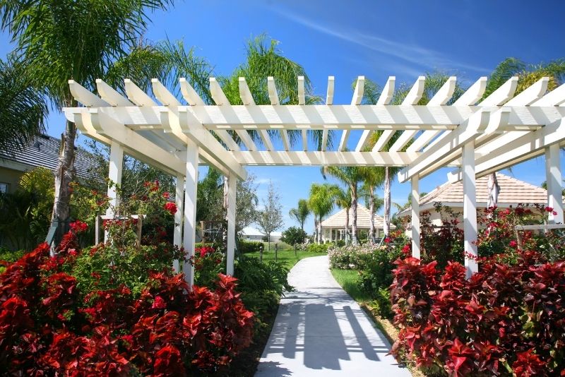 wooden garage pergola